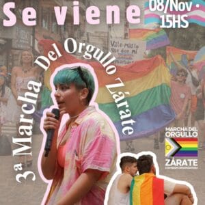🌈 3° 𝕄𝕒𝕣𝕔𝕙𝕒 𝕕𝕖𝕝 𝕆𝕣𝕘𝕦𝕝𝕝𝕠 ℤ𝕒𝕣𝕒𝕥𝕖 🏳️🌈 ✨ 🏳️⚧️ 🔸¿Cuándo? El sábado 8 de noviembre. 🔸¿Dónde? @HCDZarate (Brown 355) marchando hasta Plaza Mitre frente al Palacio Municipal. 🔸¿Quiénes? Lesbianas, gays, bisexuales, travestis, transexuales, transgéneros, intersexuales, no binaries y más, aliados y aliadas de la comunidad, familia, junto a artistes y feriantxs populares. 🔸¿Por qué? Porque es nuestro derecho visibilizarnos, defender nuestras conquistas y demandar su aplicación efectiva.